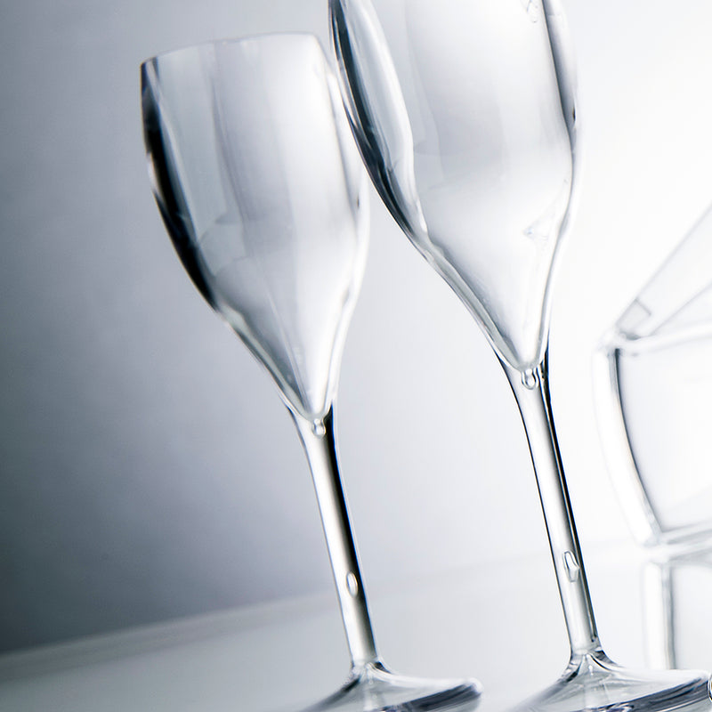 6 FLUTE OPALE GLASS TRASPARENTI, INFRANGIBILI IN PLASTICA, PER BOLLICINE - FM-38